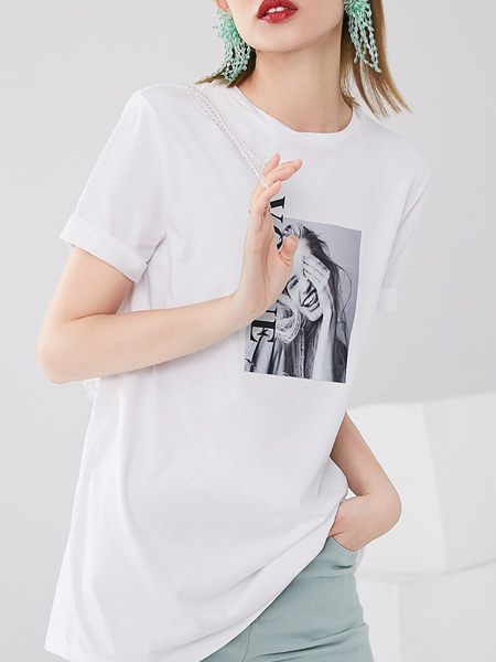 ONEBUYE晚白女装品牌2022夏季欧美风个性休闲T恤