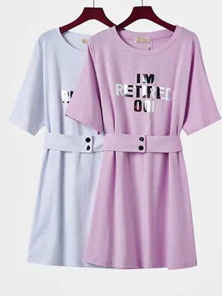 卡尔诺女装品牌2022夏季图案小清新收腰文艺连衣裙