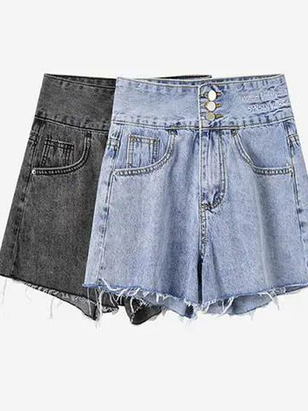 卡尔诺女装品牌2022夏季高腰排扣复古优雅气质款短裤