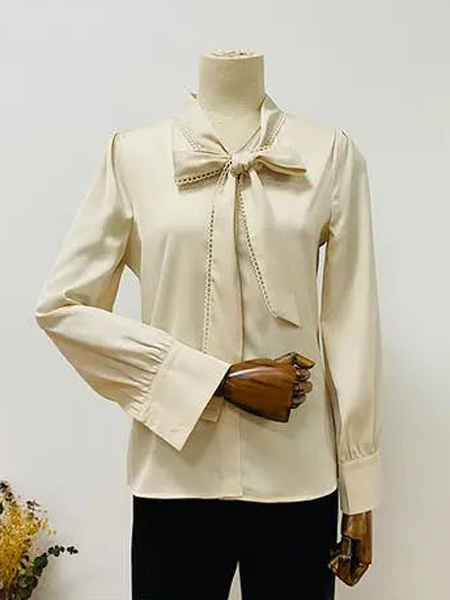 卡尔诺女装品牌2022夏季蝴蝶结气质款复古港风长袖