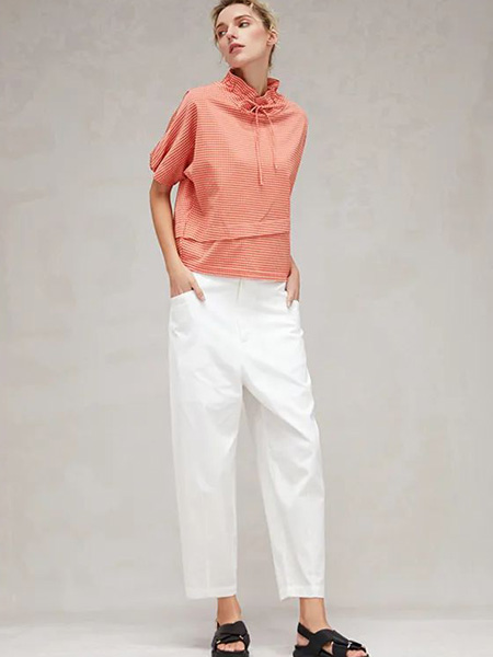 必然女装品牌2022夏季简约时尚纯色宽松长裤