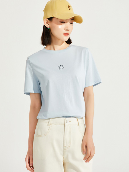 飞鸟和新酒女装品牌2022夏季棉质弹力休闲T恤