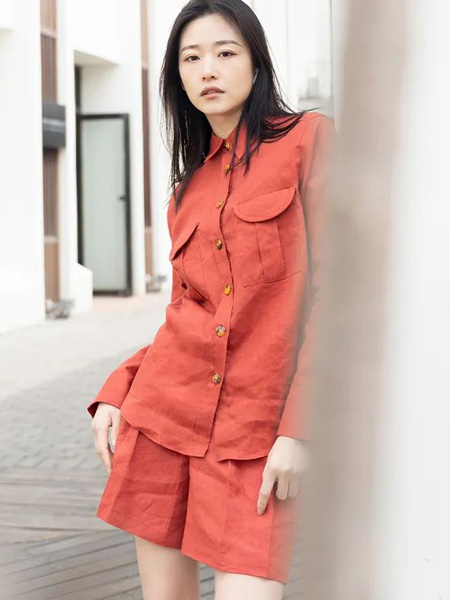 红领女装品牌2022秋季休闲排扣时尚衬衫