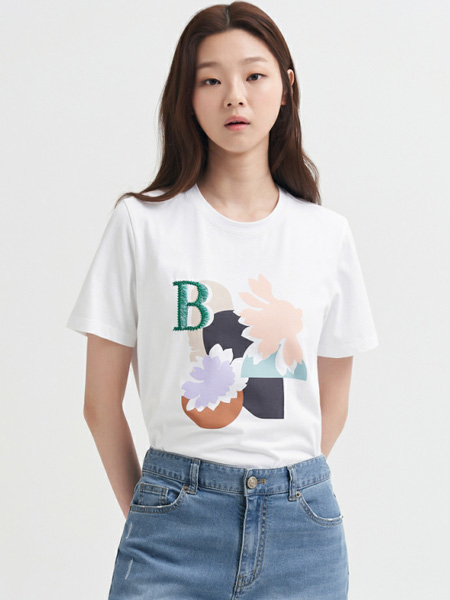 bean pole女装品牌2022夏季字母印花圆领T恤