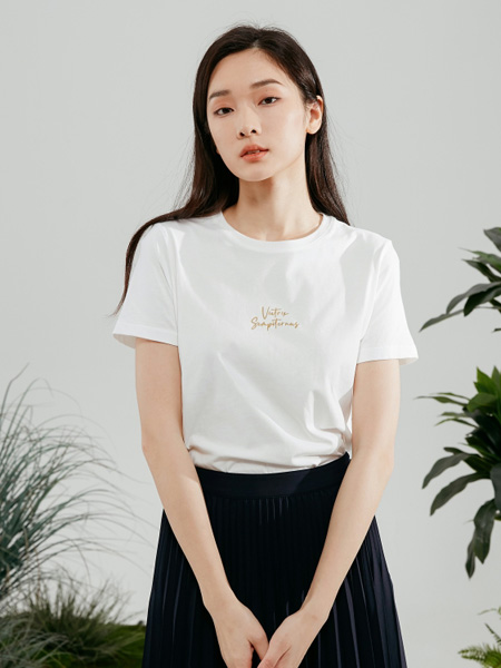 bean pole女装品牌2022夏季字母轻薄圆领T恤