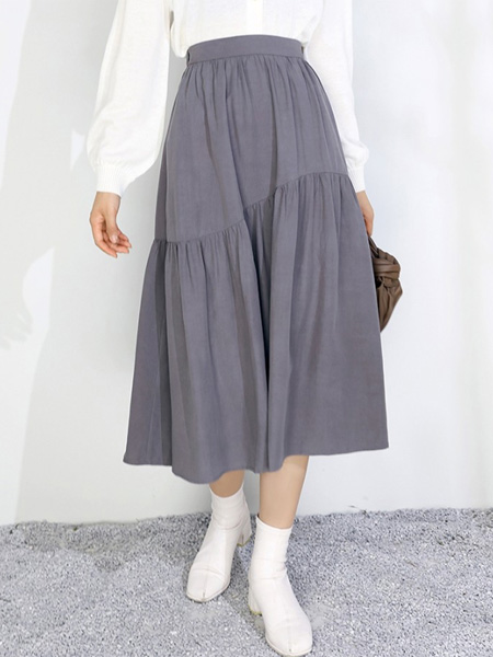 爱惢崎女装品牌2022秋季不规则高腰长款半身裙