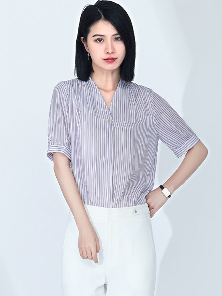TR/BECA翠贝卡女装品牌2022夏季韩版透气细条纹上衣