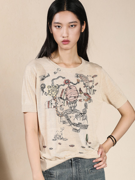 Donoratico女装品牌2022夏季漫画风薄款圆领T恤