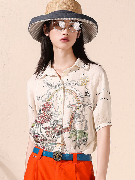 Donoratico女装品牌2022夏季度假风时尚印花衬衫