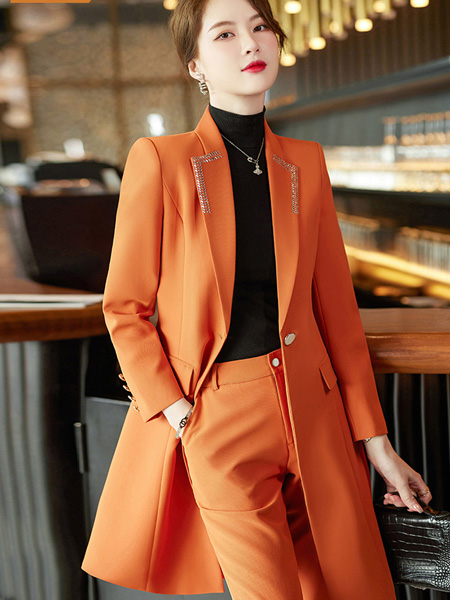 蒂可伊女装品牌2022春夏橙色显瘦欧美气质女神大衣