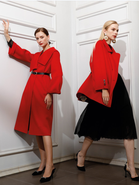都姿女装品牌2022秋冬红色商务中国风成熟BF风外套