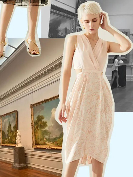 朗黛国际女装品牌2022夏季露腰个性时尚简约大方连衣裙