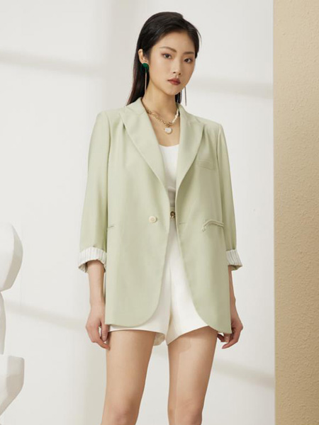 梵凯女装品牌2022秋季纯色OL通勤风西装外套