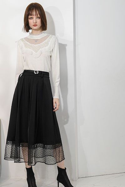 例格女装品牌2022秋冬白色蕾丝气质裙套装