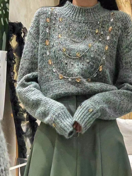 簡詣女裝品牌2022冬季淑女針織毛衣