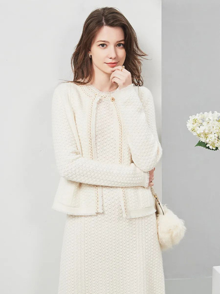 嘉禾利莎女装品牌2022冬季小香风连衣裙两件套装
