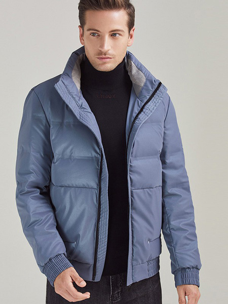 法曼斯(FOMOCE)男装品牌2022冬季蓝色翻领短款外套