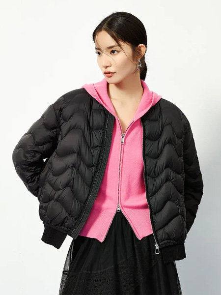 YXZ尤西子女装品牌2022冬季黑色加厚短款外套