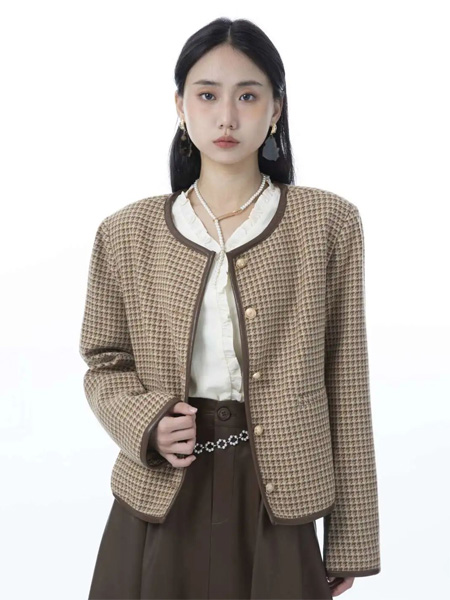 薇薇希女裝品牌2022秋季小香風格紋外套