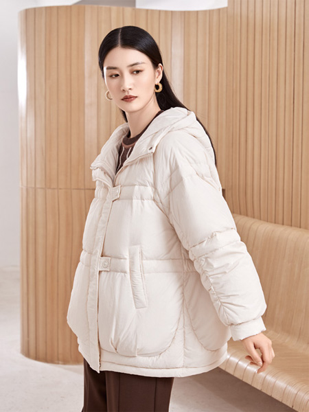 约布女装品牌2022秋冬茧形短款纯色羽绒外套