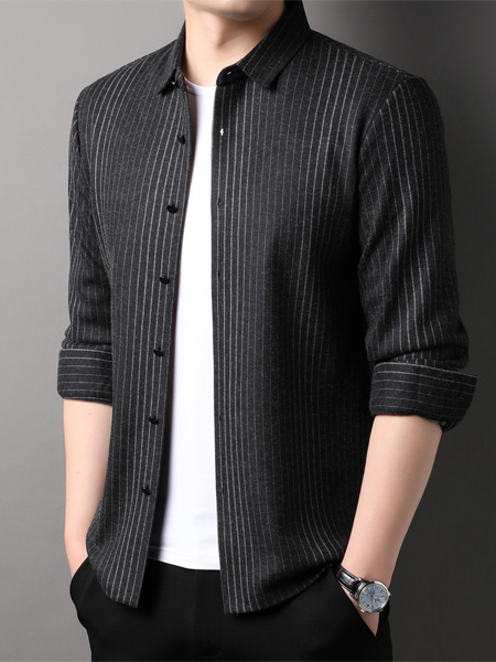 PLOVER(啄木鸟)男装品牌2022秋冬条纹气质时尚衬衫