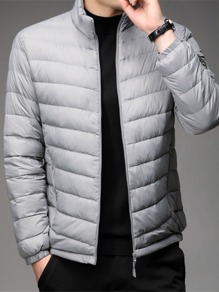 PLOVER(啄木鸟)男装品牌2022秋冬浅灰色羽绒服保暖外套