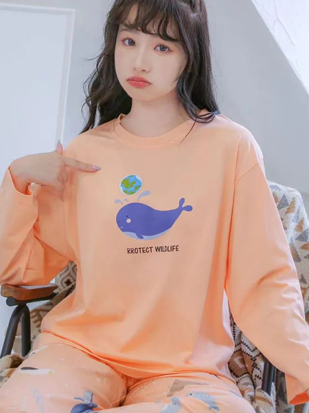 丽人诗歌内衣品牌2022秋季鲸鱼印花睡衣套装