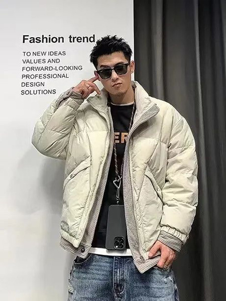 SEMOO男装品牌2022秋冬白色时尚棉服外套
