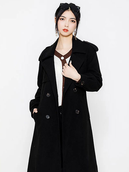 她之蝶女装品牌2022秋冬纯色韩版中长款外套