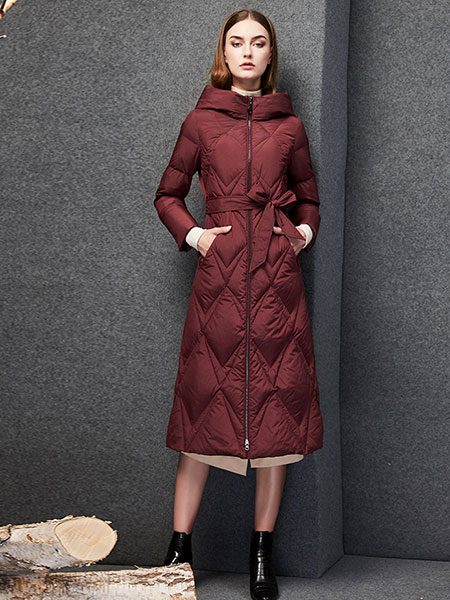 米尚女装品牌2022秋冬红色气质款轻薄羽绒