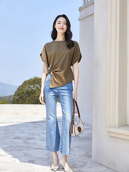 约布女装品牌2023夏季韩版不规则短袖