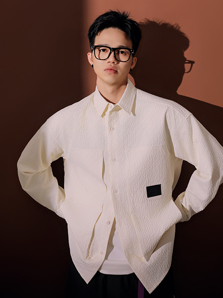 漢朴男装品牌2023秋季白色休闲衬衫