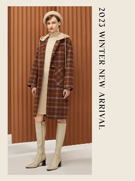 芮玛女装品牌2023秋冬条纹几何长款外套