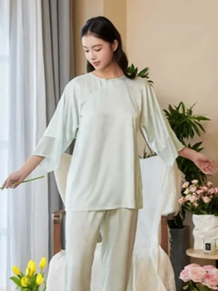 雅黛丽内衣品牌2024夏季薄款新中式国风套头丝绸汉服居家服套装