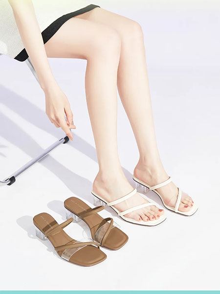 香香莉xiangxiangli鞋帽品牌时尚一字套脚粗跟外穿拖鞋