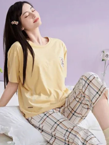 香伊公主内衣品牌2024夏季纯棉可爱短袖七分裤薄款套装