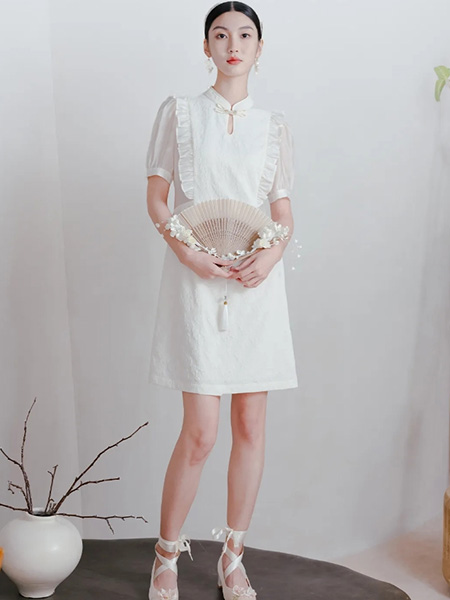 圣卡萝女装品牌2024夏季中式盘扣衣裙